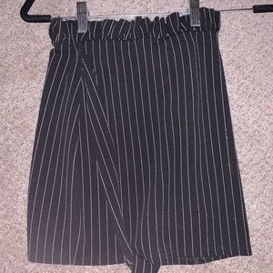 Black and White Striped Skirt with Belt